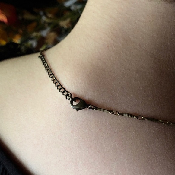 Witchy Goth Artsy Copper Crescent Boho Necklace - Picture 3 of 3